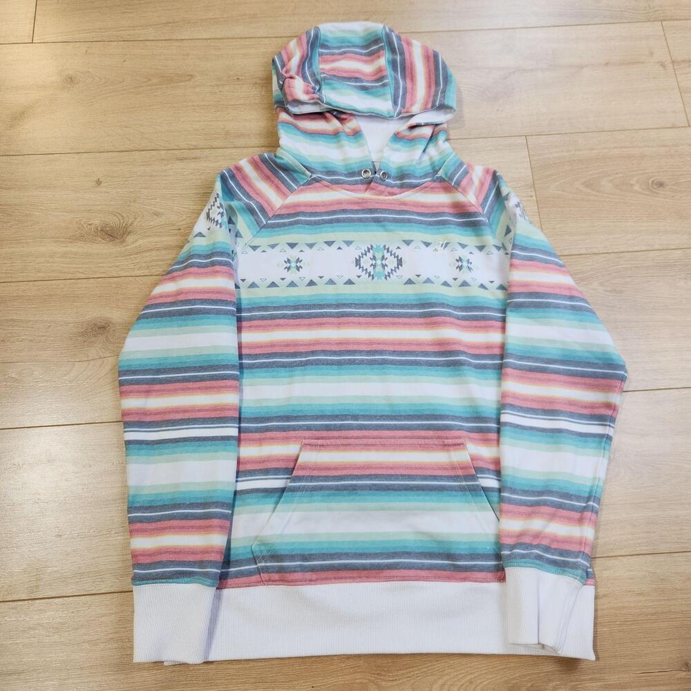 Hooey Hoodie Sweatshirt Mens Small Multicolor Aztec Stripe Kangaroo Pocket Knit